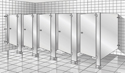 A Quick Ship Toilet Partitions - Stainless Steel - In Corner
